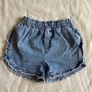 Paper bag denim shorts